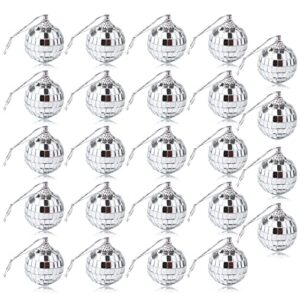 24 pcs silver disco mirror ball for party decoration, christmas tree wedding birthday party ornaments (1.18 inch)