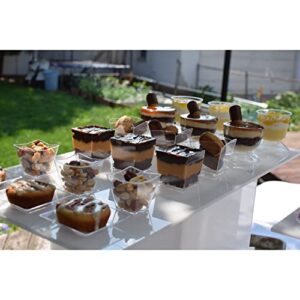 Exquisite Mini Dessert Cups With Spoons 196 PCS I Serves 96 I 2 Oz Disposable Mini Angled Square Plastic Cups For Mini Dessert I Small Dessert Cups with Spoons I Clear Dessert Cups With Spoons