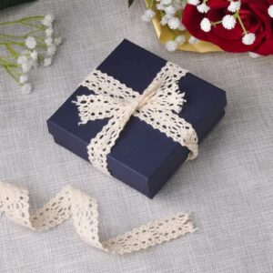 Cardboard Jewelry Boxes 10 Pack - 3.5"x3.5"x1" Bulk Cotton Filled Small Gift Boxes with Lids for Jewelry Packaging (Navy Blue)