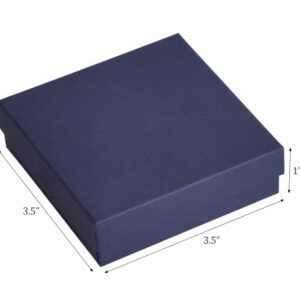 Cardboard Jewelry Boxes 10 Pack - 3.5"x3.5"x1" Bulk Cotton Filled Small Gift Boxes with Lids for Jewelry Packaging (Navy Blue)