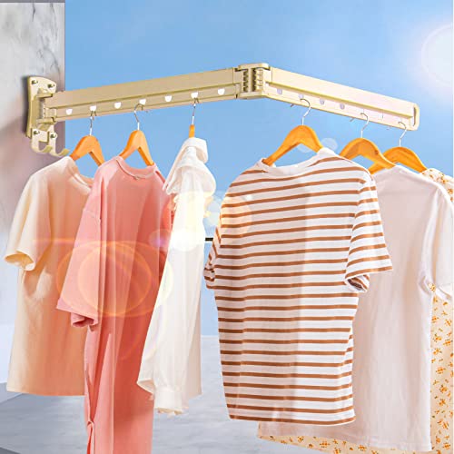 New-Star Clothes Drying Rack Folding Indoor Wall Mounted Drying Rack Clothing Foldable 2 Fold for Laundry Room Organization and Small Space Organization Hanging Clothes Drying Rack