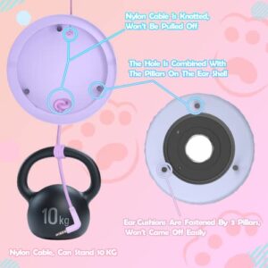 Joofooby Kids Unicorns Headphones with Mic for Travel/Car/Plane/School,Unicorns Gifts for Girls with Gifts Box,On/Over Ear HD Stereo with 95dB Volume Limited,Wired Headsets with Nylon Cable (Purple)