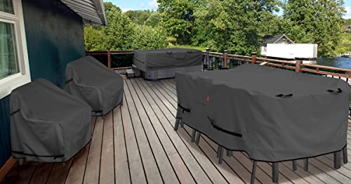 Porch Shield Patio Table Cover - Waterproof Outdoor Dining Table and Chairs Furniture Set Cover Rectangular - 96 x 48 inch, Black