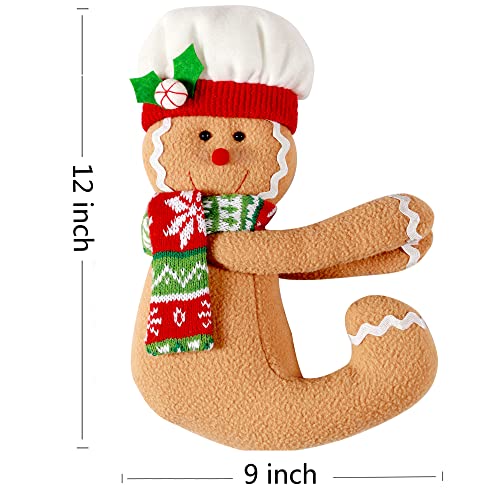 Gingerbread Man Christmas Tree Topper Decorations,Unique Funny Xmas Plush Stuffed Gingerbread Hugger Decor for Christmas Tree Wine Bottle Curtain Ornaments,Ginger White Red Green