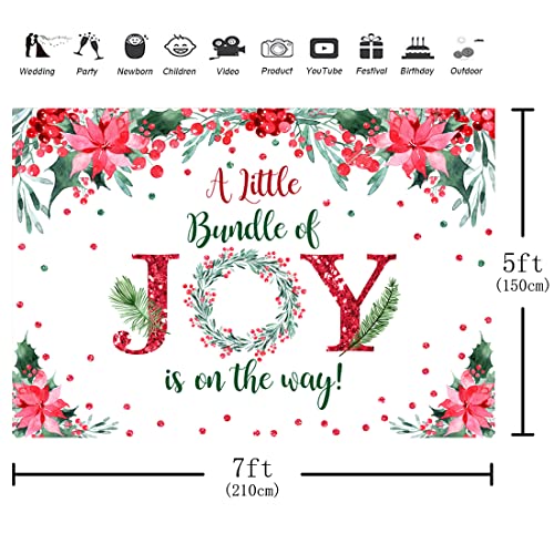 Aperturee Christmas Baby Shower Backdrop 7x5ft A Little Bundle of Joy is On The Way Red Xmas Winter Wonderland Photography Background Boy Girl Party Decoration Cake Table Decoration Photo Studio Booth