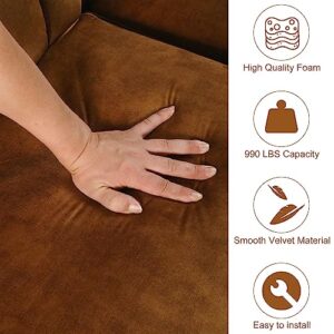 DURASPACE Velvet Sectional Convertible Sofa with Chaise, 107" L Shape Sectional Sofa Couch with USB, Split Back Folding Futon Couch for Living Room (Caramel Brown)