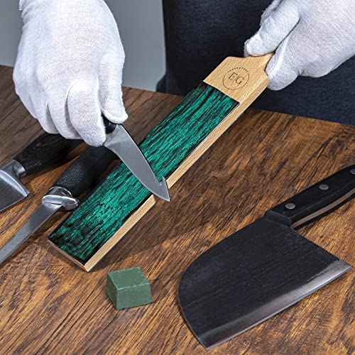 E & G Leather Strop for Knife Sharpening - Leather strop Kit with Sharpening Stropping Compound - Get Razor-Sharp Edges with Knife Stropping Compound Kit Black