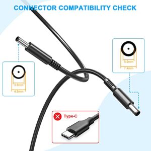 65W 45W 2 Tips Charger for Dell Laptop Charger,Replacement for All 65W 45W Dell inspiron 13 14 15 17 3000 5000 7000 Series laptops Round Connects Chargers（7.4mm and 4.5mm）