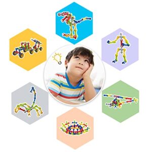 170 Pcs Building Toys for Kids Ages 4-8 with Toy Box Storage, Idea Guide, Building Blocks STEM Toys for 3 4 5 6 7 8 9 Year Old Creative Kids Activity, Christmas Birthday Gifts for Boys Girls