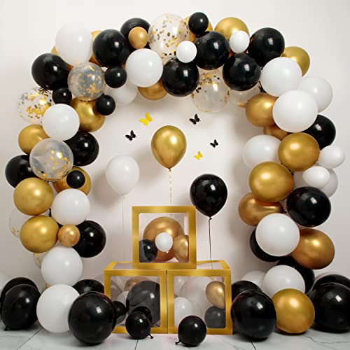 Styirl 60 pcs Gold Latex Balloons/Rose Gold Balloons/Pink Balloons/Black Balloons/White Balloons/Blue Balloons 5/10/12/18Inch for Happy Birthday Decorations/Graduation/Gender reveal/Baby shower
