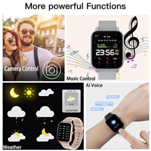 Smart Watch(Answer/Make Call), 1.7" Smartwatch for Android and iOS Phones, IP68 Waterproof Fitness Tracker with Heart Rate Monitor, Blood Oxygen, Sleep, Ai Voice Control, Watches for Women Men