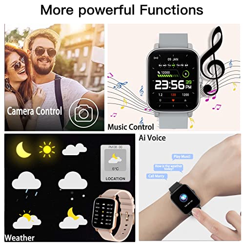 Smart Watch(Answer/Make Call), 1.7" Smartwatch for Android and iOS Phones, IP68 Waterproof Fitness Tracker with Heart Rate Monitor, Blood Oxygen, Sleep, Ai Voice Control, Watches for Women Men