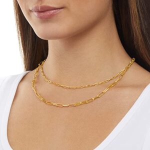 Amazon Essentials 14K Gold Plated 2 Row Chain Layer Necklace, Yellow Gold