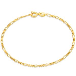amazon essentials 14k gold plated fine figaro chain bracelet 7.5", yellow gold