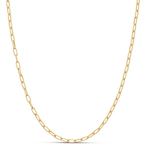 Amazon Essentials 14K Gold Plated Paperclip Chain Necklace 24" , Yellow Gold