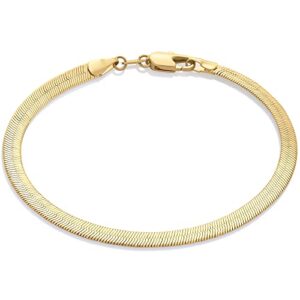 amazon essentials 14k gold plated double herringbone chain bracelet 7.5", yellow gold