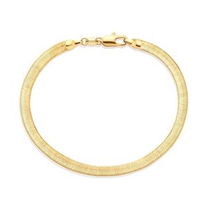 Amazon Essentials 14K Gold Plated Double Herringbone Chain Bracelet 7.5", Yellow Gold