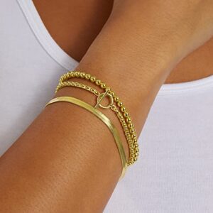 Amazon Essentials 14K Gold Plated Double Herringbone Chain Bracelet 7.5", Yellow Gold