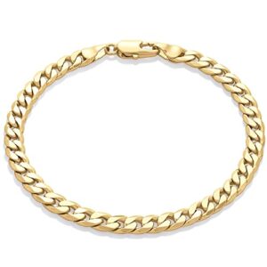 amazon essentials 14k gold plated curb chain bracelet 7.5", yellow gold