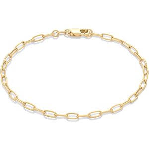 amazon essentials 14k gold plated paperclip chain bracelet 7.5", yellow gold