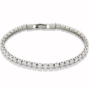 amazon essentials sterling silver plated cz tennis bracelet 7.5", sterling silver