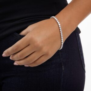 Amazon Essentials Sterling Silver Plated CZ Tennis Bracelet 7.5", Sterling Silver