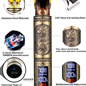 JAVENYIMAN Professional Hair Trimmer for Men,T-Blade Zero Gapped Cordless Edger Clipper Cutting Rechargeable Liners Electric Beard Shaver with LED Display (Gold)