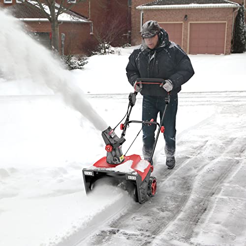 ECOMAX 19.5 Inch 15 AMP Corded Electric Snow Blower, with Double LED Lights, Overload Protection, 180° Rotatable Chute, Snow Thrower for Driveway Walking Path Yards, Model: ELG10, Black&Red