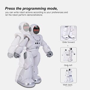 SPYMINNPOO RC Robot, Rc Robot Toys Gesture Sensor Smart Intelligent Programming Automatic Presentation RC Remote Control Robot for Kids Over 8 Years Old Kickscooter Deformation Model