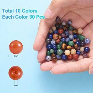 WEWAYSMILE 280 Pcs 7 Chakra Natural Stone Beads Round Gemstone Beads Mix DIY Smooth Stone Bead Kit Crystal Energy Healing Bulk Bead Charm for Jewelry Making Bracelet Necklace Earrings(6MM)