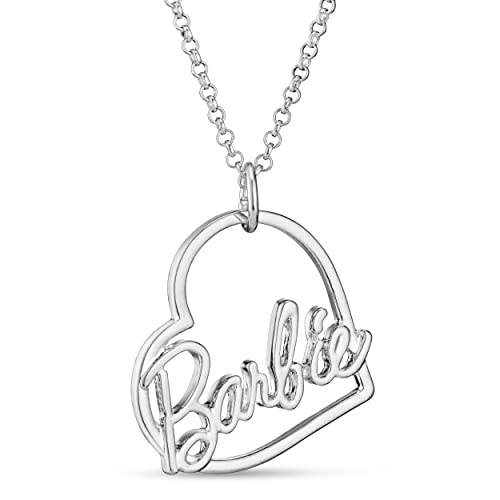 Barbie Script Heart Necklace - Silver