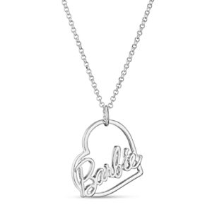 Barbie Script Heart Necklace - Silver