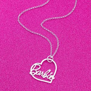 Barbie Script Heart Necklace - Silver