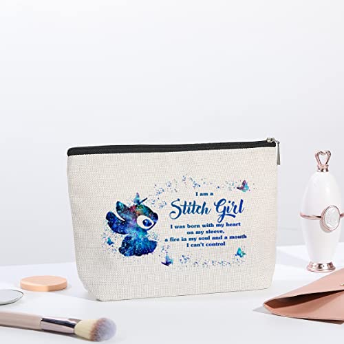 kdxpbpz Funny Cartoon Cosmetic Bag for Anime Fans, Cartoon Movie Inspired Makeup Bag, Travel Toiletry Makeup Organizer Zipper Pouch, I Am A Girl Bag Gifts for Tv Fans Girls