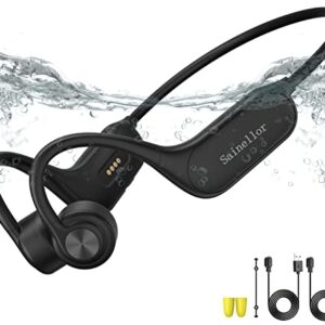 Sainellor Bone Conduction Headphones,Bluetooth Wireless Open-Ear Headphones,IP68 Waterproof Sport Headphones Built-in Mic with Night Light for Workout, Running, Gym, Hiking, Cycling (Dark Grey)