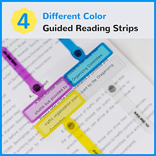 Guided Reading Strips, Dyslexia Tools for Kids, Colorful Text Overlays for Early Readers, ADHD Finger Trackers Highlight (2 Packs)