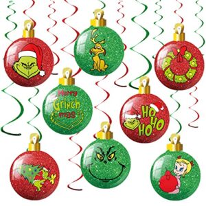 whaline 30pcs christmas ball paper hanging swirls decoration foil red green ceiling swirl funny cartoon character spiral streamer ornament for xmas party wall decoration supplies