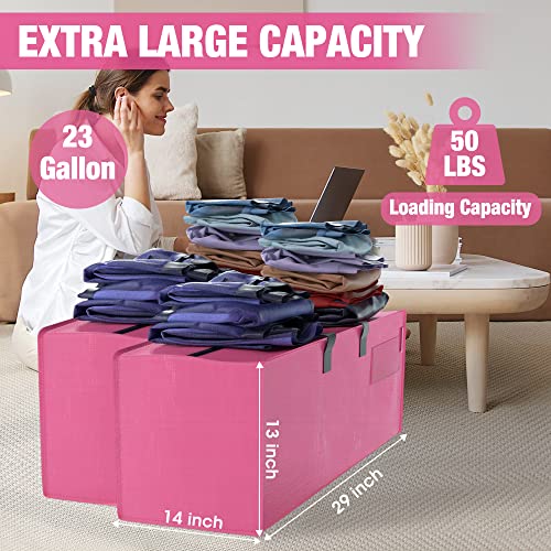 WORKPRO 6 Pack Extra Large Moving Bags with Zippers & Carrying Handles Backpack Straps, Heavy-Duty Storage Tote for Space Saving Moving Storage - Pink