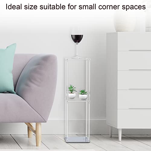 Aquiver Small Acrylic Drink Table - Square Sofa Side Table for Small Space, Living Room, Bedroom - Metal Base, 7'' L x 7'' W x 24'' H