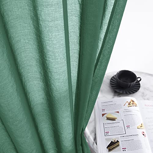 XTMYI Christmas Green Curtains 84 Inch Length for Living Room 2 Panels Set,Emerald Green Decor,Sheer Hunter Green Curtain for Bedroom Sliding Glass Patio Door 52x84 Inches Long,Dark Forest Green