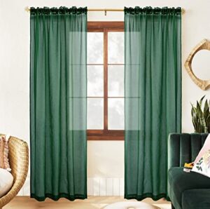 xtmyi christmas green curtains 84 inch length for living room 2 panels set,emerald green decor,sheer hunter green curtain for bedroom sliding glass patio door 52x84 inches long,dark forest green
