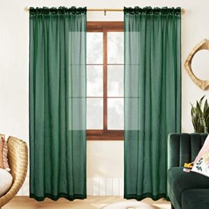 XTMYI Christmas Green Curtains 84 Inch Length for Living Room 2 Panels Set,Emerald Green Decor,Sheer Hunter Green Curtain for Bedroom Sliding Glass Patio Door 52x84 Inches Long,Dark Forest Green