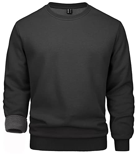 MAGCOMSEN Sudaderas De Hombre Black Sweatshirt Black Sweatshirts For Men Black Crew Neck Sweater Fleece Pullover Men Mens Crewneck Sweat Shirts