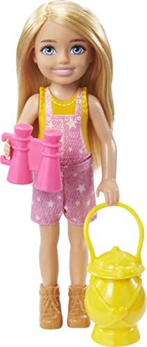 Barbie Doll and Accessories, It Takes Two “Malibu” Camping Doll with Pet Puppy and 10+ Accessories It Takes Two Camping Playset + Chelsea Doll (6 in, Blonde), Pet Owl, Sleeping Bag, Binocu