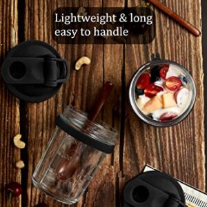 Overnight Oats Containers with Lids - 2pack Gray 10 oz Wide Mouth Mason Jar with Spoon Very Convenient for Use On The Go, Tight sealing glass jar ideal for home, office or to go