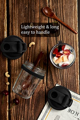 Overnight Oats Containers with Lids - 2pack Gray 10 oz Wide Mouth Mason Jar with Spoon Very Convenient for Use On The Go, Tight sealing glass jar ideal for home, office or to go