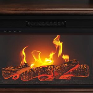 Electric Fireplace - 3-Sided Heater with Mantel and Shelf, Remote Control, LED Flames, Faux Logs, and Adjustable Settings by Northwest (Brown) (80-FPWF-M2)