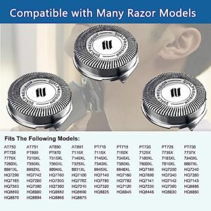 HQ8 Replacement Heads Compatible with Philips Electric Shavers, HQ8 Replacement Razor Blades Fit for Norelco Aquatec HQ8 Series Shaving Head, OEM HQ8 Heads Upgraded for PT730 AT880 AT811, 6-Pack