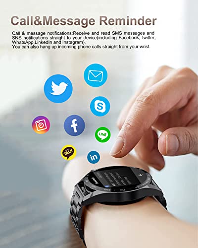 LIGE Smart Watch for Men Bluetooth Call Answering, Fitness Tracker Watch with Heart Rate/BP/Sleep Monitor Step Counter, 2023 1.3'' HD Full Touch Screen Waterproof Smartwatches for iPhone Android Black