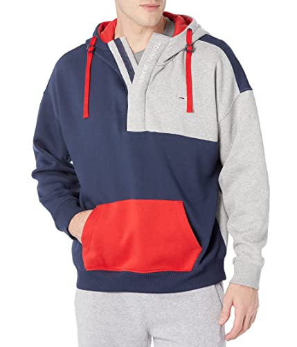 Tommy Hilfiger Men's Adaptive Colorblock Hoodie with Zipper Closure, Cobalt Sapphire